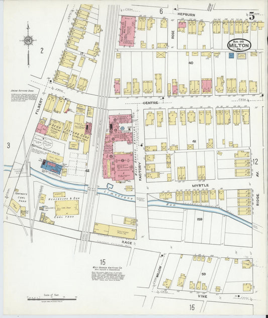 Sanborn Fire Insurance Map from Milton, Northumberland County, Pennsylvania (1918), Sheet #0005 - Historic Sanborn Fire Insurance Map Print, vintage old map wall art, antique decor, genealogy gift, Pennsylvania Pennsylvania map