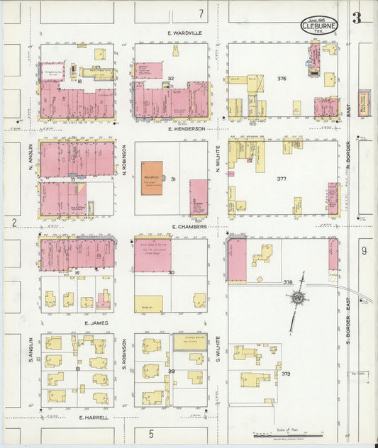 Sanborn Fire Insurance Map from Cleburne, Johnson County, Texas (1918), Sheet #0003 - Historic Sanborn Fire Insurance Map Print, vintage old map wall art, antique decor, genealogy gift, Texas Texas map