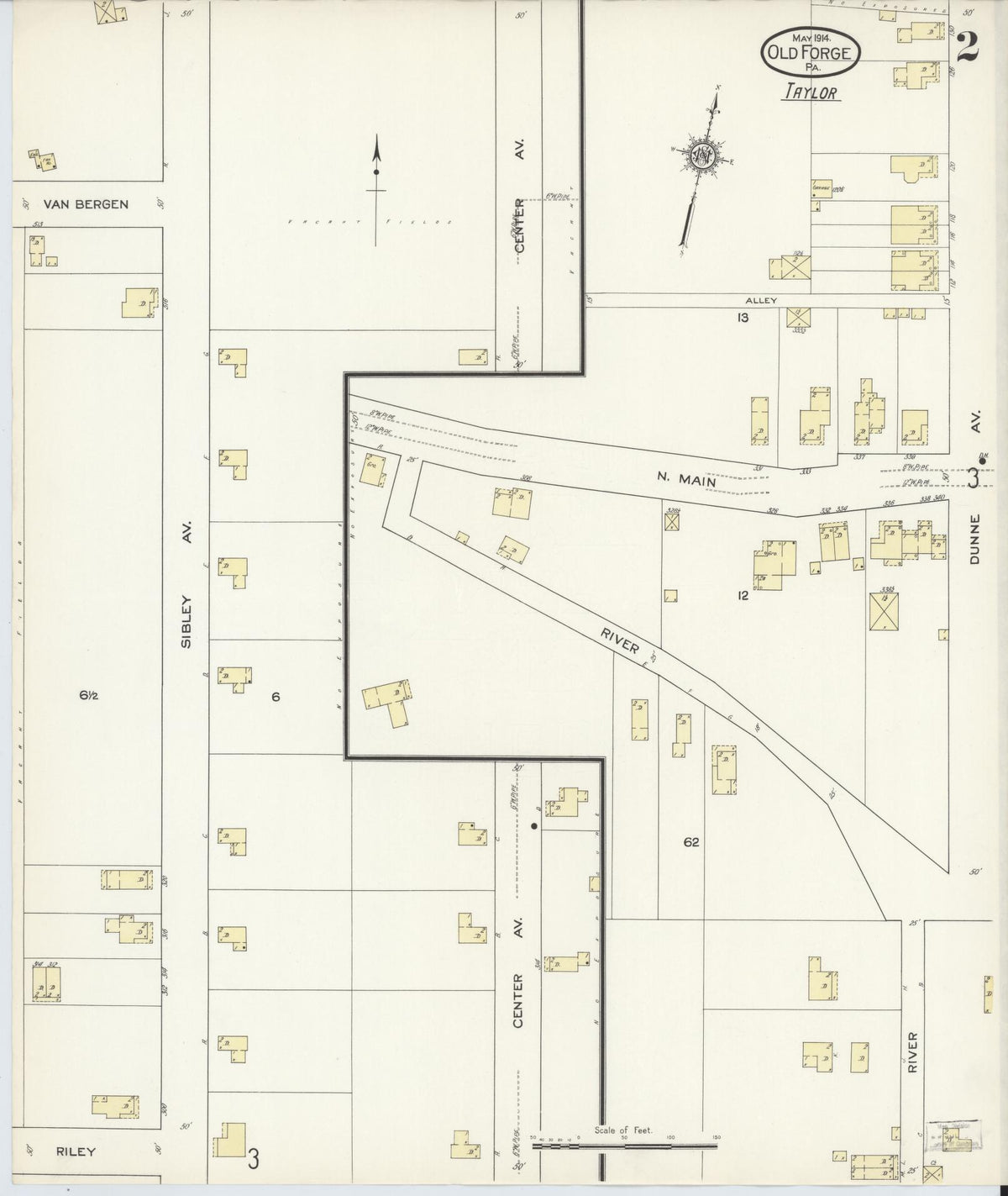 Sanborn Fire Insurance Map from Old Forge, Lackawanna County, Pennsylvania (1914), Sheet #0002 - Historic Sanborn Fire Insurance Map Print, vintage old map wall art, antique decor, genealogy gift, Pennsylvania Pennsylvania map