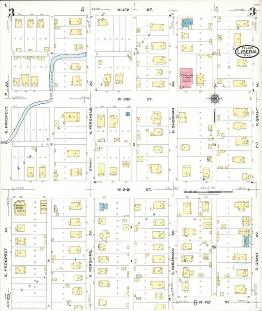 Sanborn Fire Insurance Map from Liberal, Seward County, Kansas (1923), Sheet #0003 - Historic Sanborn Fire Insurance Map Print, vintage old map wall art, antique decor, genealogy gift, Kansas Kansas map