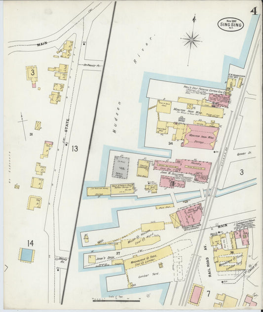 Sanborn Fire Insurance Map from Sing Sing, Westchester County, New York (1897), Sheet #0004 - Historic Sanborn Fire Insurance Map Print, vintage old map wall art, antique decor, genealogy gift, New York New York map