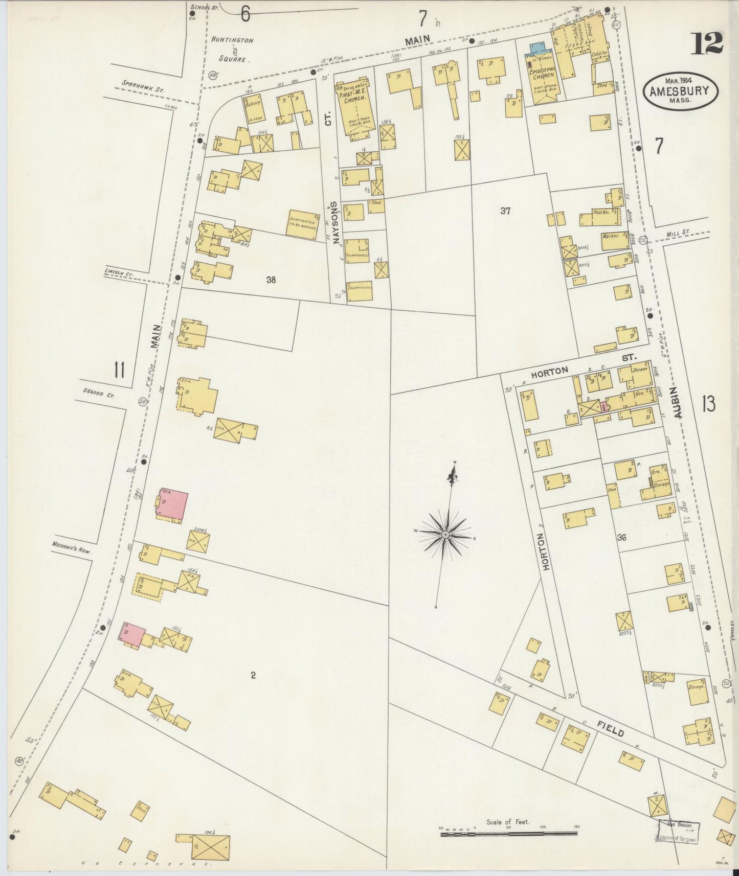Sanborn Fire Insurance Map from Amesbury, Essex County, Massachusetts (1904), Sheet #0012 - Complete Map Set gallery image, historic Sanborn map, vintage wall art, Massachusetts Massachusetts