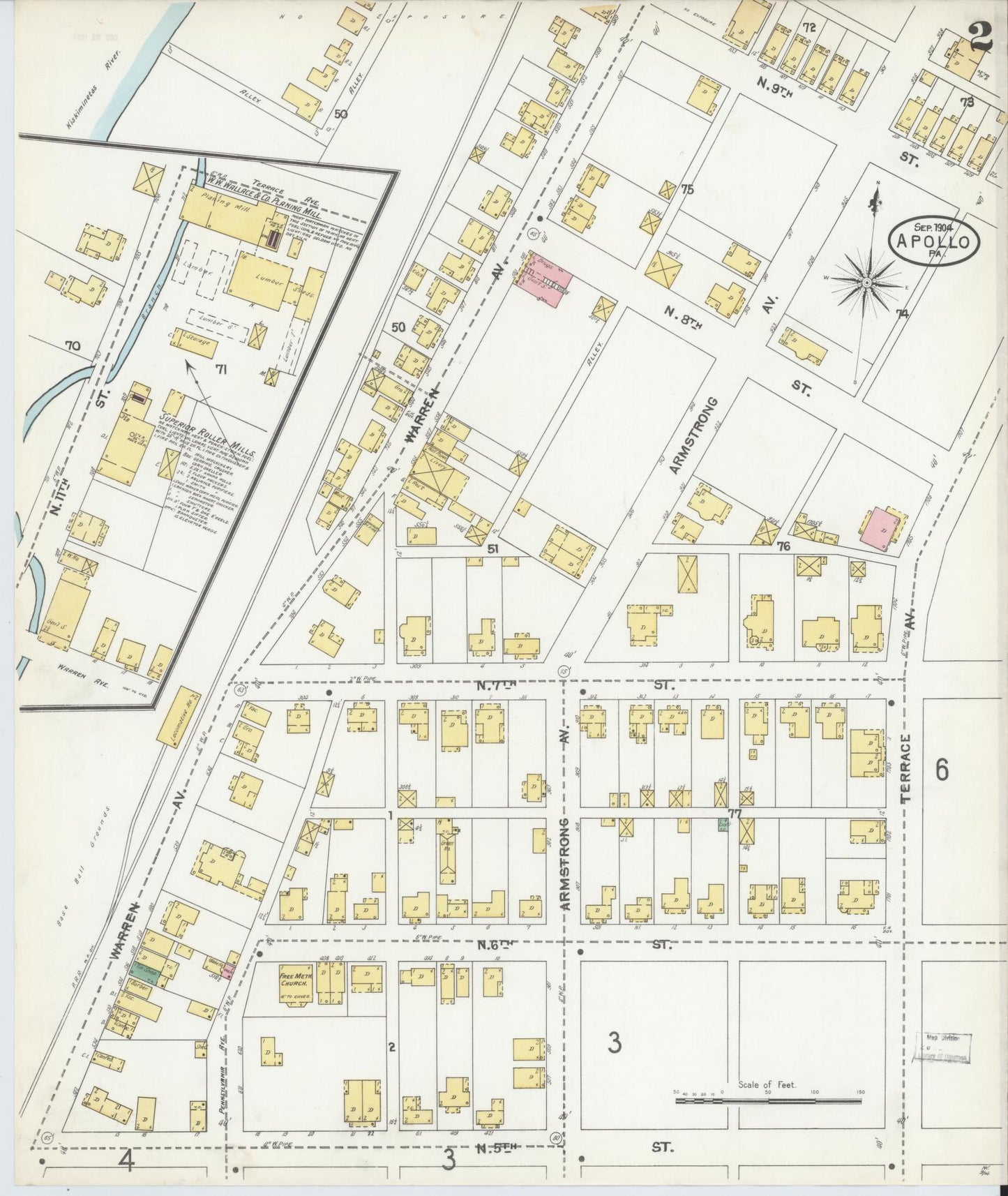 Sanborn Fire Insurance Map from Apollo, Armstrong County, Pennsylvania (1904), Sheet #0002 - Historic Sanborn Fire Insurance Map Print, vintage old map wall art, antique decor, genealogy gift, Pennsylvania Pennsylvania map