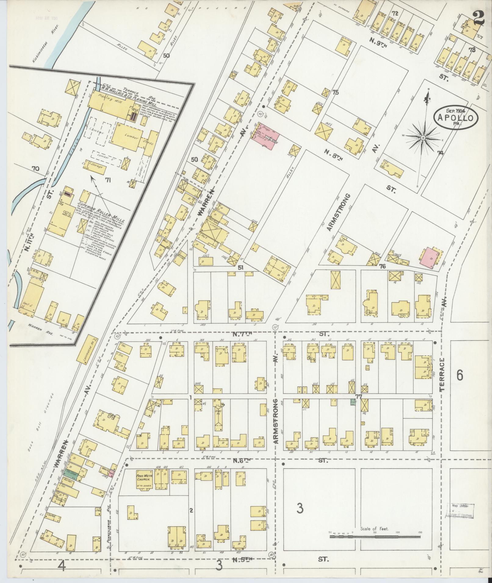 Sanborn Fire Insurance Map from Apollo, Armstrong County, Pennsylvania (1904), Sheet #0002 - Historic Sanborn Fire Insurance Map Print, vintage old map wall art, antique decor, genealogy gift, Pennsylvania Pennsylvania map