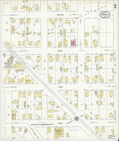 Sanborn Fire Insurance Map from Warren, Huntington County, Indiana (1911), Sheet #0002 - Complete Map Set gallery image, historic Sanborn map, vintage wall art, Indiana Indiana