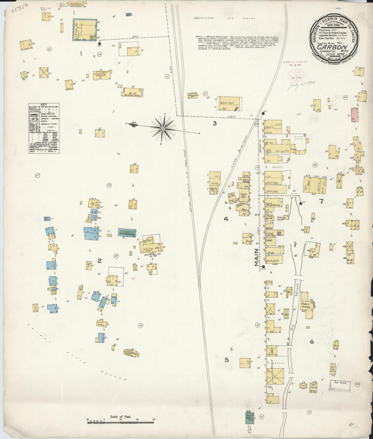 Sanborn Fire Insurance Map from Carbon, Carbon County, Wyoming (1894), Sheet #0001 - Historic Sanborn Fire Insurance Map Print, vintage old map wall art, antique decor, genealogy gift, Wyoming Wyoming map