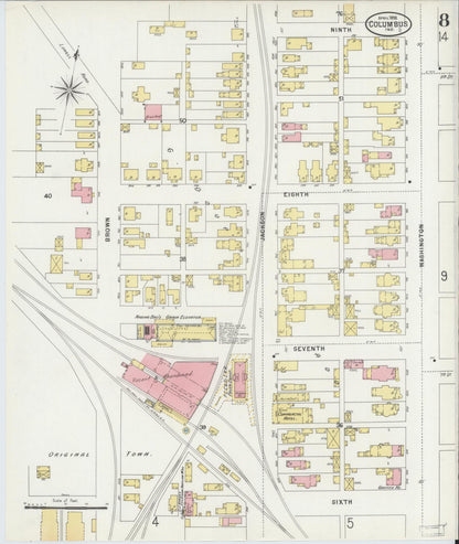 Sanborn Fire Insurance Map from Columbus, Bartholomew County, Indiana (1898), Sheet #0008 - Complete Map Set gallery image, historic Sanborn map, vintage wall art, Indiana Indiana
