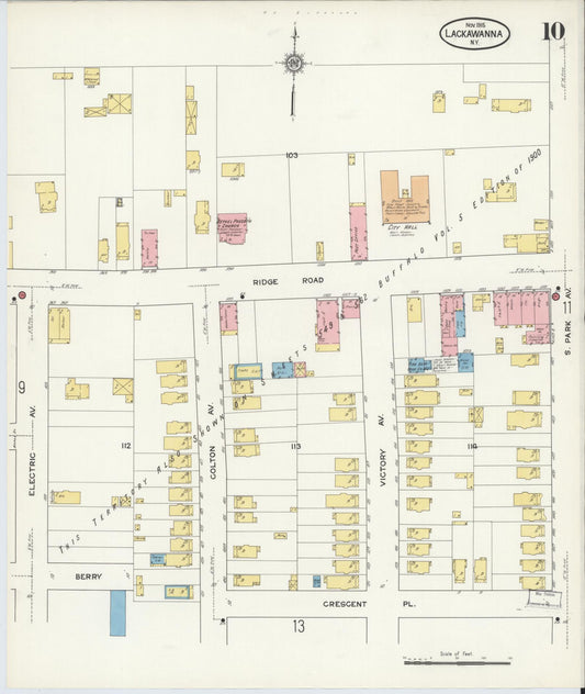 Sanborn Fire Insurance Map from Lackawanna, Erie County, New York (1915), Sheet #0010 - Historic Sanborn Fire Insurance Map Print, vintage old map wall art, antique decor, genealogy gift, New York New York map