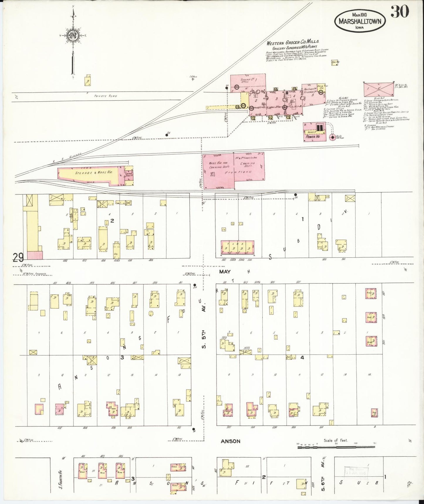 Sanborn Fire Insurance Map from Marshalltown, Marshall County, Iowa (1910), Sheet #0030 - Historic Sanborn Fire Insurance Map Print