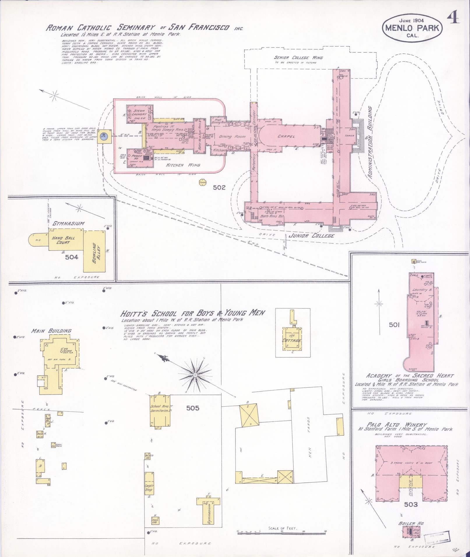 Sanborn Fire Insurance Map from Menlo Park, San Mateo County, California (1904), Sheet #0004 - Historic Sanborn Fire Insurance Map Print, vintage old map wall art, antique decor, genealogy gift, California California map