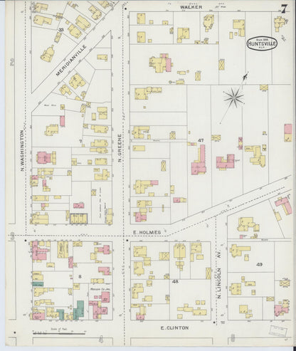 Sanborn Fire Insurance Map from Huntsville, Madison County, Alabama (1894), Sheet #0007 - Complete Map Set gallery image, historic Sanborn map, vintage wall art, Alabama Alabama