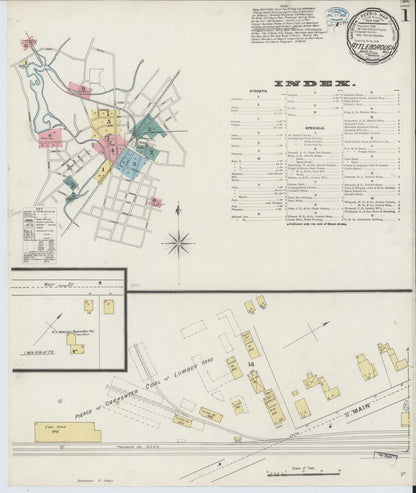 Sanborn Fire Insurance Map from Attleboro, Bristol County, Massachusetts (1894), Sheet #0001 - Complete Map Set gallery image, historic Sanborn map, vintage wall art, Massachusetts Massachusetts
