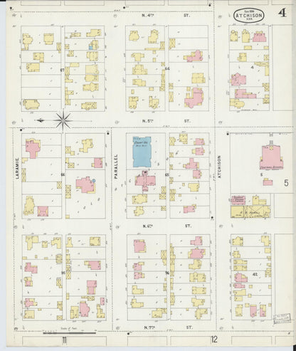 Sanborn Fire Insurance Map from Atchison, Atchison County, Kansas (1896), Sheet #0004 - Complete Map Set gallery image, historic Sanborn map, vintage wall art, Kansas Kansas