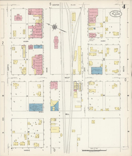 Sanborn Fire Insurance Map from Plano, Kendall County, Illinois (1921), Sheet #0004 - Historic Sanborn Fire Insurance Map Print, vintage old map wall art, antique decor, genealogy gift, Illinois Illinois map