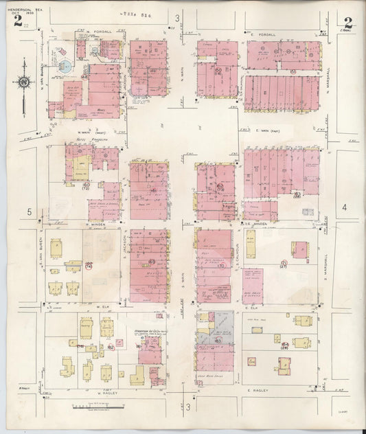 Sanborn Fire Insurance Map from Henderson, Rusk County, Texas (1949), Sheet #0002 - Historic Sanborn Fire Insurance Map Print, vintage old map wall art, antique decor, genealogy gift, Texas Texas map