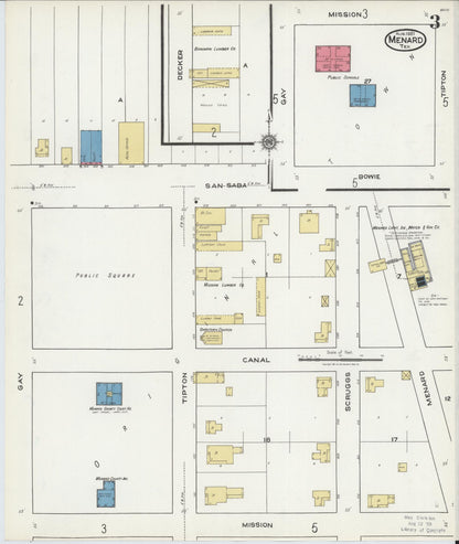 Sanborn Fire Insurance Map from Menard, Menard County, Texas (1921), Sheet #0003 - Complete Map Set gallery image, historic Sanborn map, vintage wall art, Texas Texas