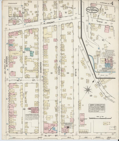 Sanborn Fire Insurance Map from Hudson, Columbia County, New York (1884), Sheet #0004 - Complete Map Set gallery image, historic Sanborn map, vintage wall art, New York New York