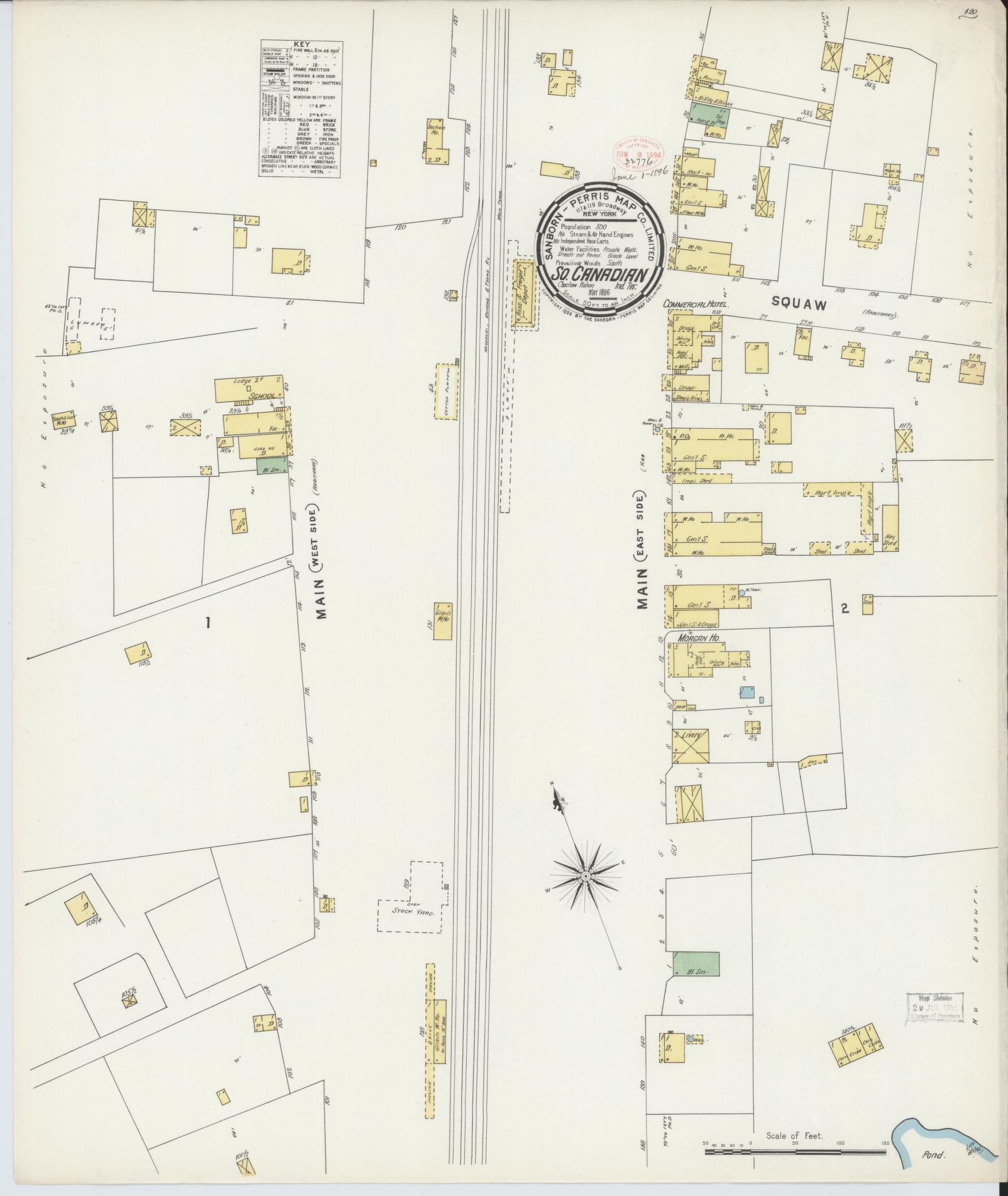 Sanborn Fire Insurance Map from South Canadian, Pittsburg County, Oklahoma (1896), Sheet #0001 - Historic Sanborn Fire Insurance Map Print, vintage old map wall art, antique decor, genealogy gift, Oklahoma Oklahoma map
