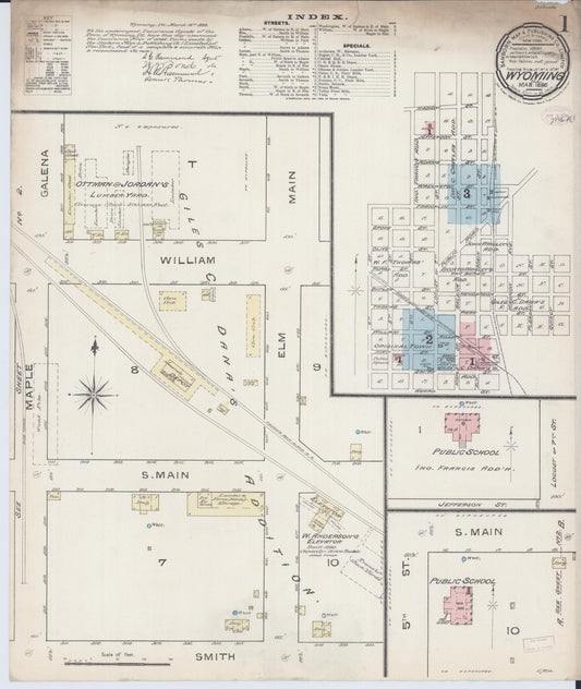 Sanborn Fire Insurance Map from Wyoming, Stark County, Illinois (1886), Sheet #0001 - Historic Sanborn Fire Insurance Map Print, vintage old map wall art, antique decor, genealogy gift, Wyoming Wyoming map