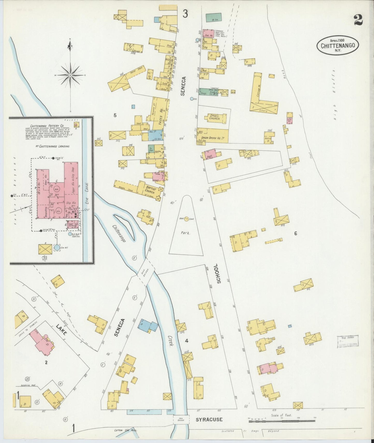 Sanborn Fire Insurance Map from Chittenango, Madison County, New York (1900), Sheet #0002 - Complete Map Set gallery image, historic Sanborn map, vintage wall art, New York New York