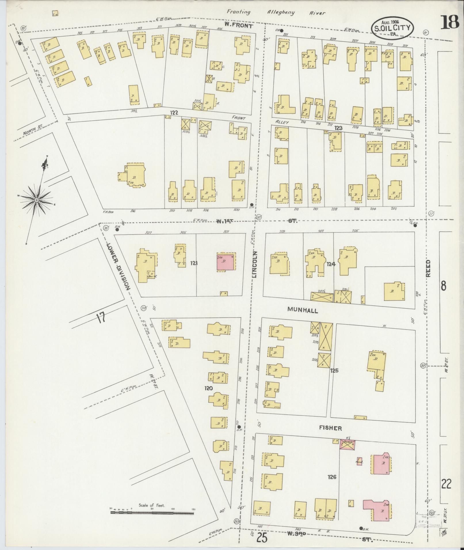 Sanborn Fire Insurance Map from Oil City, Venango County, Pennsylvania (1906), Sheet #0018 - Complete Map Set gallery image, historic Sanborn map, vintage wall art, Pennsylvania Pennsylvania