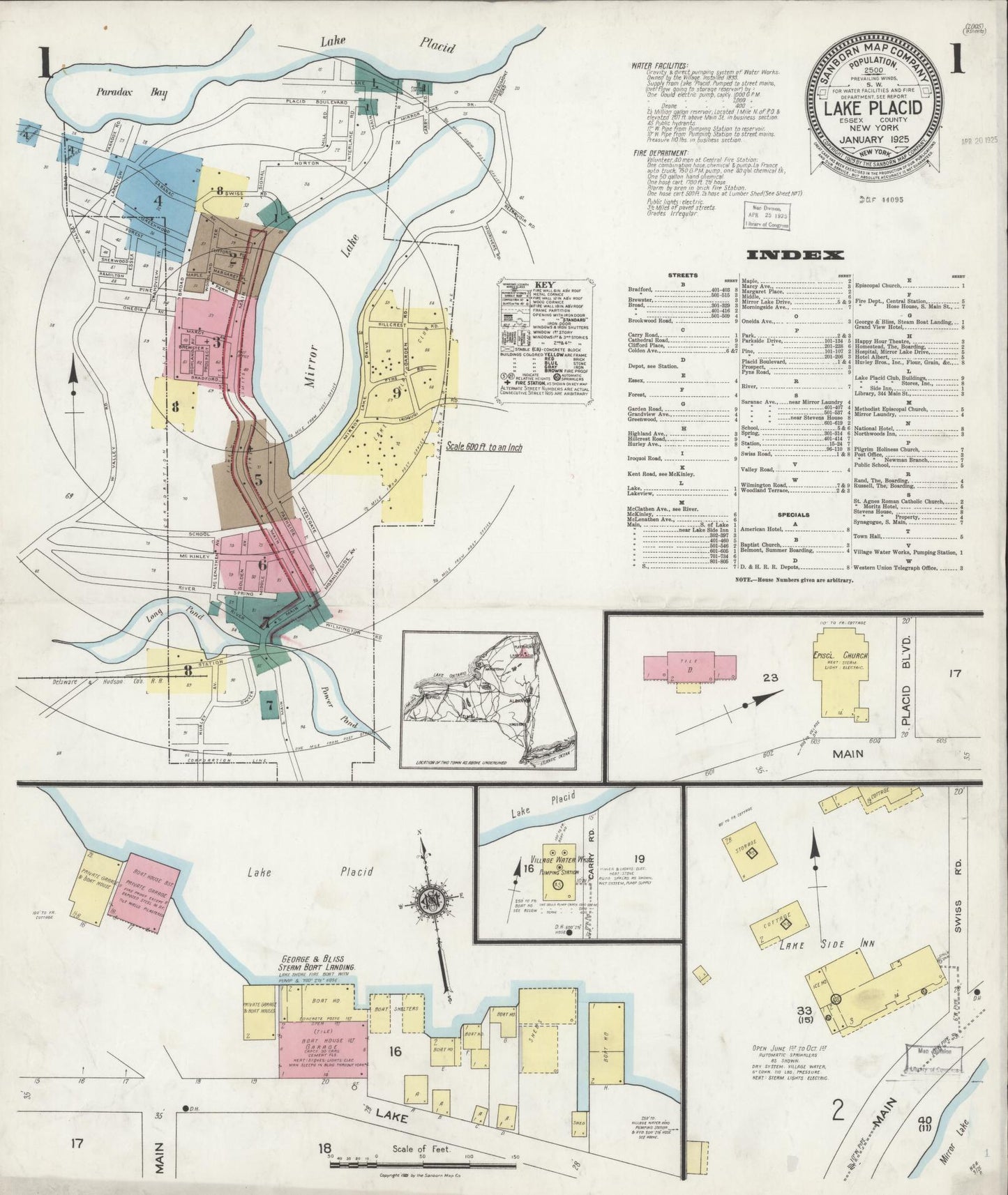 Sanborn Fire Insurance Map from Lake Placid, Essex County, New York. (1925) – Historic Sanborn Fire Insurance Map Print
