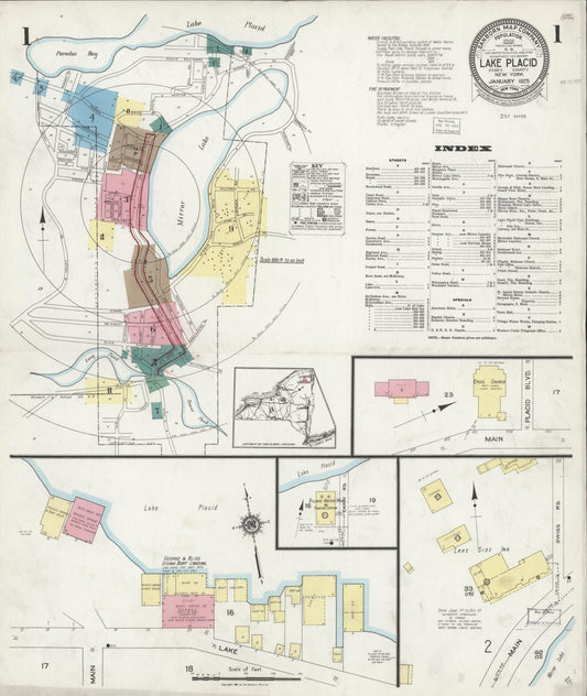 Sanborn Fire Insurance Map from Lake Placid, Essex County, New York. (1925) – Historic Sanborn Fire Insurance Map Print