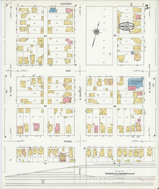 Sanborn Fire Insurance Map from Union City, Randolph County, Indiana (1920), Sheet #0005 - Historic Sanborn Fire Insurance Map Print, vintage old map wall art, antique decor, genealogy gift, Indiana Indiana map