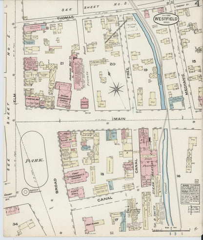 Sanborn Fire Insurance Map from Westfield, Hampden County, Massachusetts (1884), Sheet #0004 - Complete Map Set gallery image, historic Sanborn map, vintage wall art, Massachusetts Massachusetts