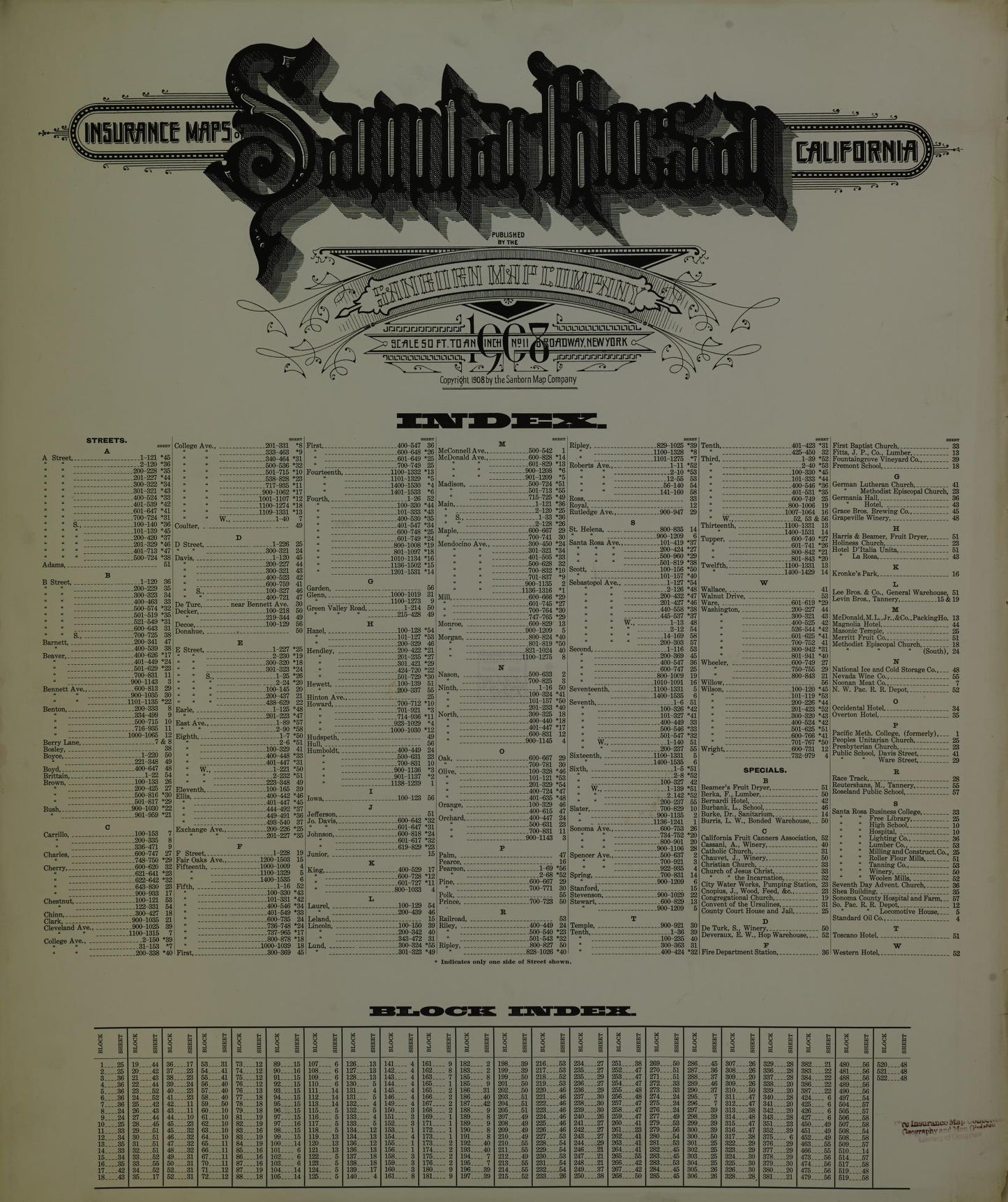 Sanborn Fire Insurance Map from Santa Rosa, Sonoma County, California. (1908) – Historic Sanborn Fire Insurance Map Print
