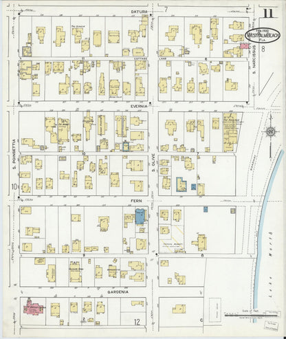 Sanborn Fire Insurance Map from West Palm Beach, Dade County, Florida (1920), Sheet #0011 - Complete Map Set gallery image, historic Sanborn map, vintage wall art, Florida Florida