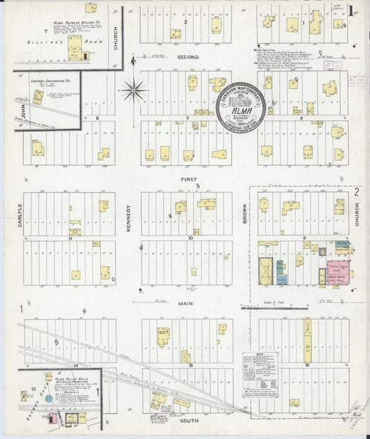 Sanborn Fire Insurance Map from Alma, Harlan County, Nebraska (1909), Sheet #0001 - Complete Map Set gallery image, historic Sanborn map, vintage wall art, Nebraska Nebraska