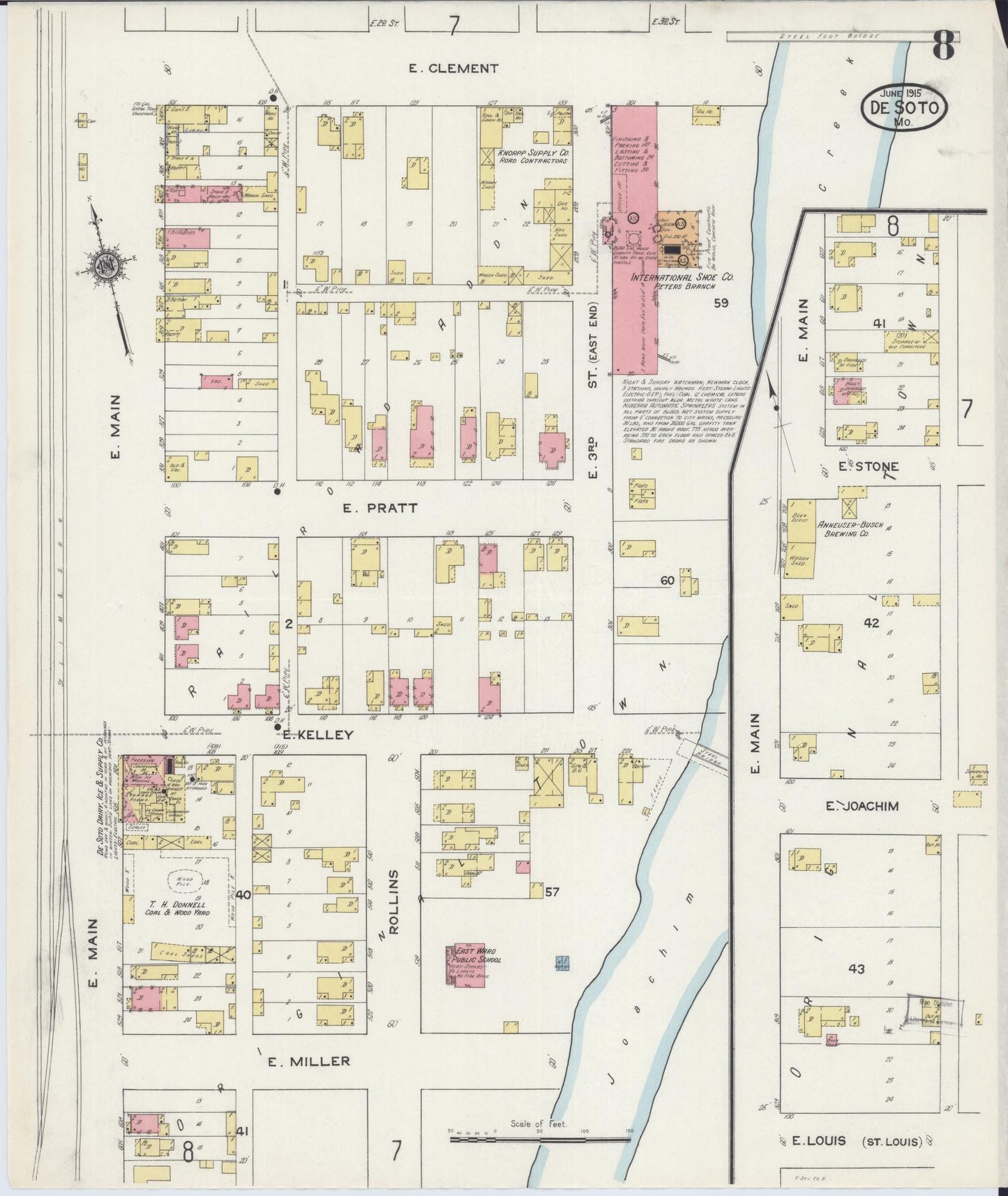 Sanborn Fire Insurance Map from De Soto, Jefferson County, Missouri (1915), Sheet #0008 - Complete Map Set gallery image, historic Sanborn map, vintage wall art, Missouri Missouri