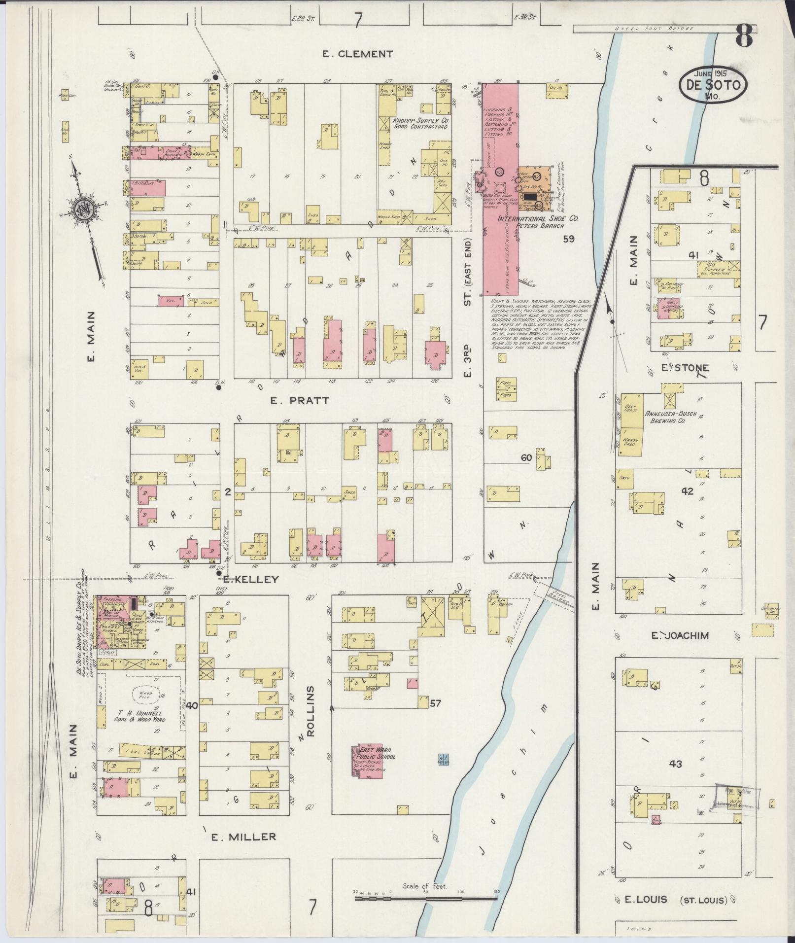 Sanborn Fire Insurance Map from De Soto, Jefferson County, Missouri (1915), Sheet #0008 - Complete Map Set gallery image, historic Sanborn map, vintage wall art, Missouri Missouri