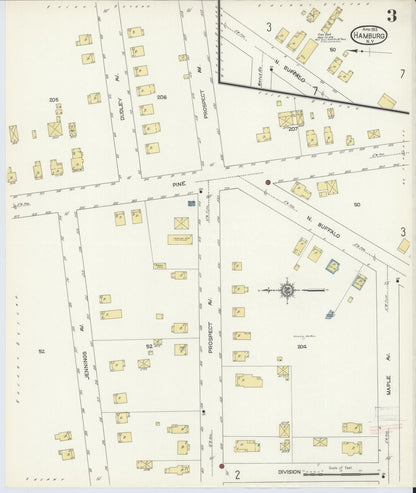 Sanborn Fire Insurance Map from Hamburg, Erie County, New York (1913), Sheet #0003 - Historic Sanborn Fire Insurance Map Print, vintage old map wall art, antique decor, genealogy gift, New York New York map