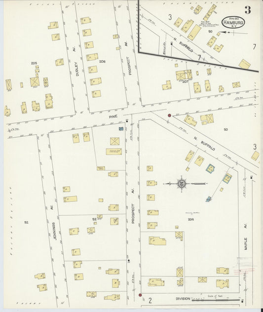 Sanborn Fire Insurance Map from Hamburg, Erie County, New York (1913), Sheet #0003 - Historic Sanborn Fire Insurance Map Print, vintage old map wall art, antique decor, genealogy gift, New York New York map