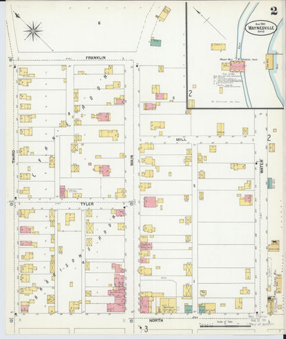 Sanborn Fire Insurance Map from Waynesville, Warren County, Ohio (1901), Sheet #0002 - Complete Map Set gallery image, historic Sanborn map, vintage wall art, Ohio Ohio