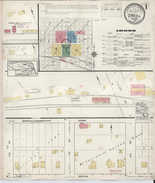 Sanborn Fire Insurance Map from O'Neill, Holt County, Nebraska (1932), Sheet #0001 - Complete Map Set gallery image, historic Sanborn map, vintage wall art, Nebraska Nebraska