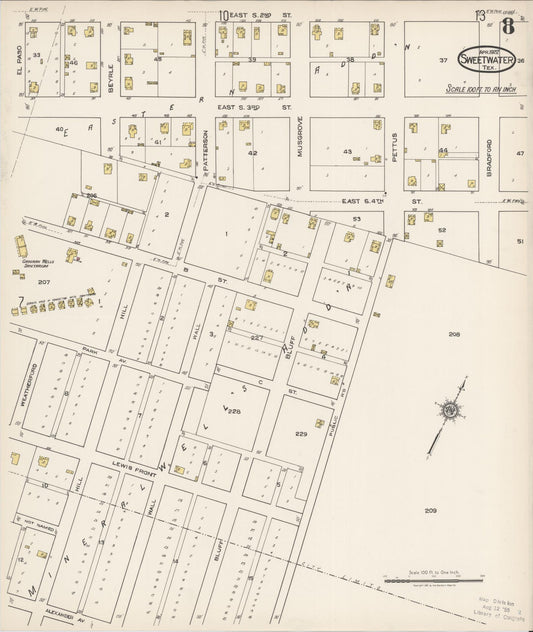 Sanborn Fire Insurance Map from Sweetwater, Nolan County, Texas (1922), Sheet #0008 - Historic Sanborn Fire Insurance Map Print, vintage old map wall art, antique decor, genealogy gift, Texas Texas map