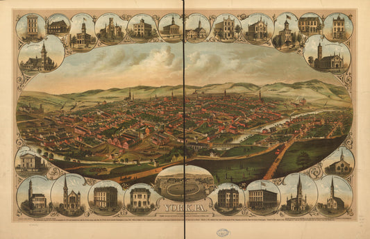 York, Pa. (1879) – Historic Bird’s-Eye View Panorama Print