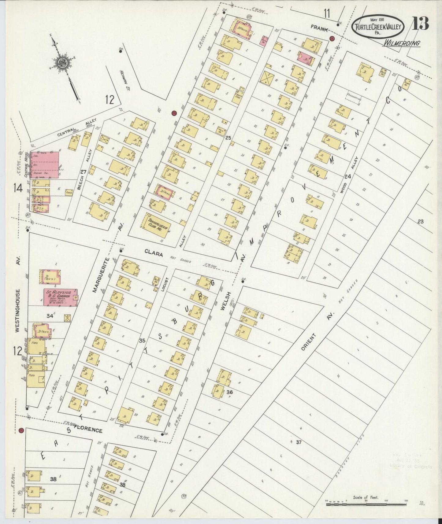 Sanborn Fire Insurance Map from Turtle Creek Valley, Allegheny County, Pennsylvania (1911), Sheet #0013 - Complete Map Set gallery image, historic Sanborn map, vintage wall art, Pennsylvania Pennsylvania