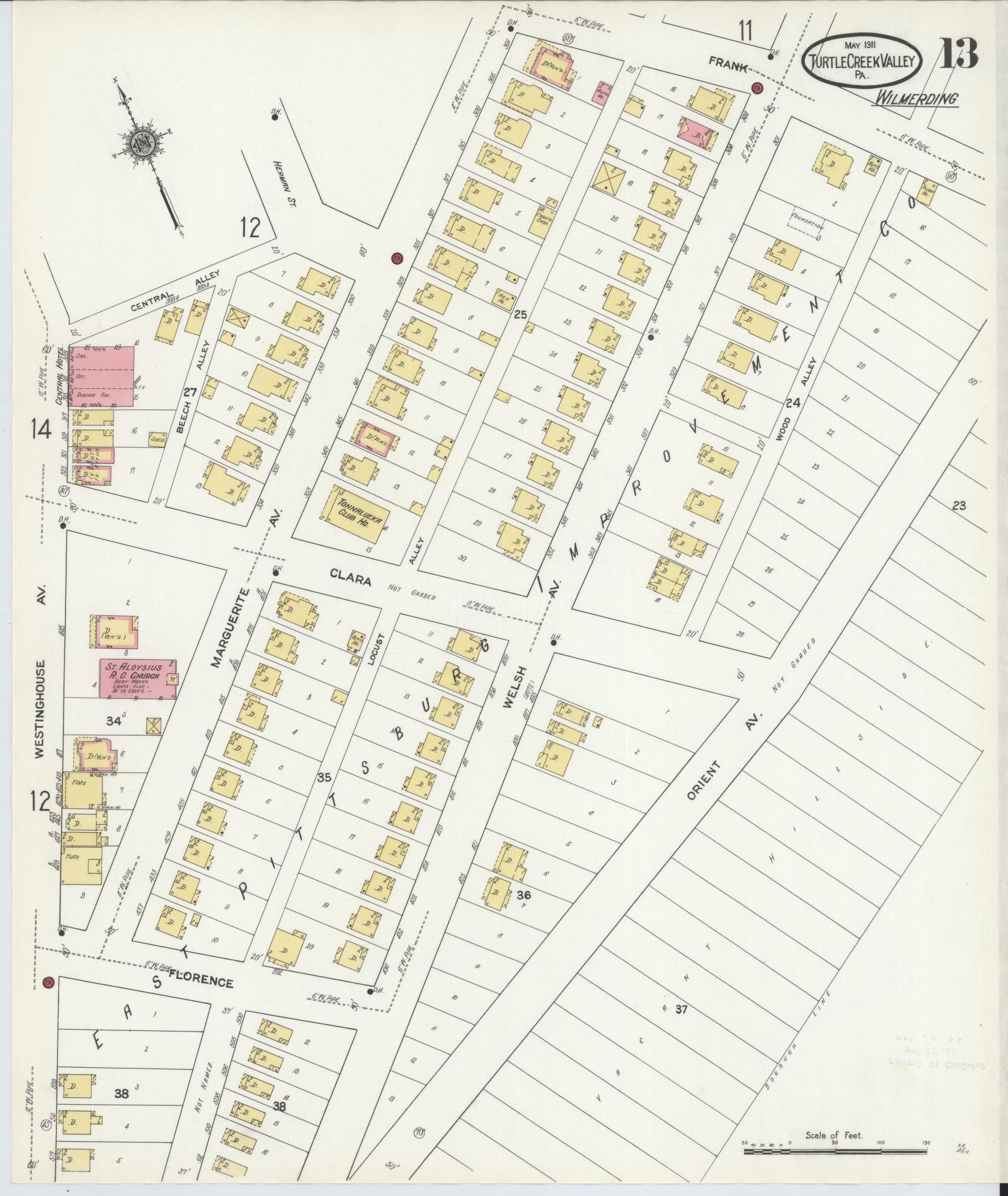Sanborn Fire Insurance Map from Turtle Creek Valley, Allegheny County, Pennsylvania (1911), Sheet #0013 - Complete Map Set gallery image, historic Sanborn map, vintage wall art, Pennsylvania Pennsylvania