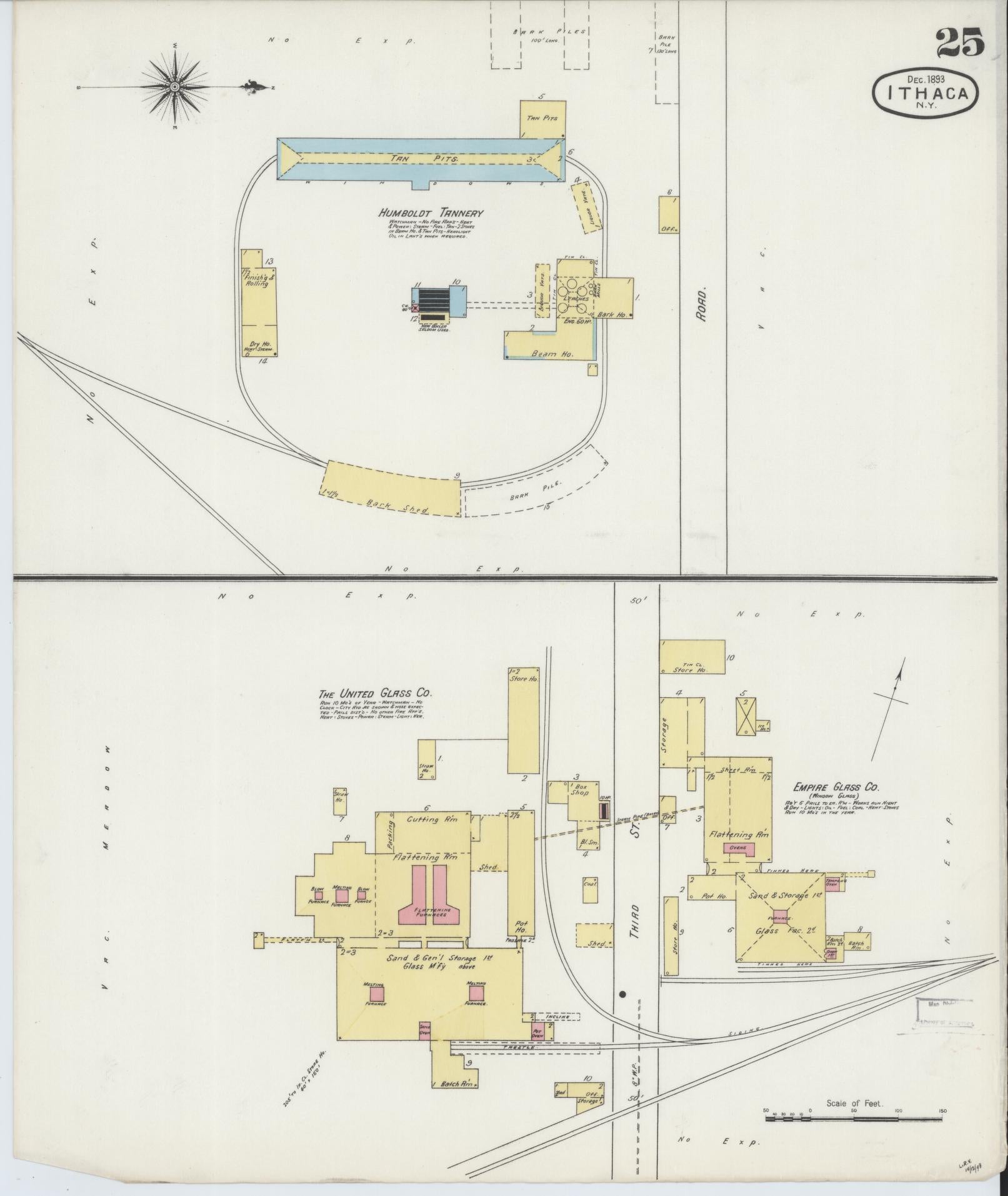 Sanborn Fire Insurance Map from Ithaca, Tompkins County, New York (1893), Sheet #0025 - Complete Map Set gallery image, historic Sanborn map, vintage wall art, New York New York