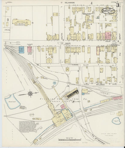 Sanborn Fire Insurance Map from Forest City, Susquehanna County, Pennsylvania (1914), Sheet #0003 - Complete Map Set gallery image, historic Sanborn map, vintage wall art, Pennsylvania Pennsylvania