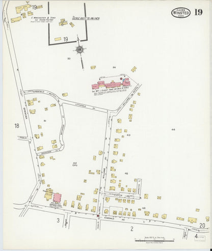Sanborn Fire Insurance Map from Winsted, Litchfield County, Connecticut (1919), Sheet #0019 - Complete Map Set gallery image, historic Sanborn map, vintage wall art, Connecticut Connecticut