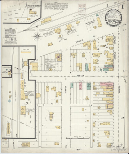 Sanborn Fire Insurance Map from Lake Benton, Lincoln County, Minnesota (1900), Sheet #0001 - Historic Sanborn Fire Insurance Map Print, vintage old map wall art, antique decor, genealogy gift, Minnesota Minnesota map