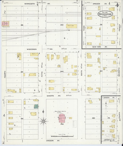 Sanborn Fire Insurance Map from Breckenridge, Wilkin County, Minnesota (1909), Sheet #0004 - Historic Sanborn Fire Insurance Map Print, vintage old map wall art, antique decor, genealogy gift, Minnesota Minnesota map