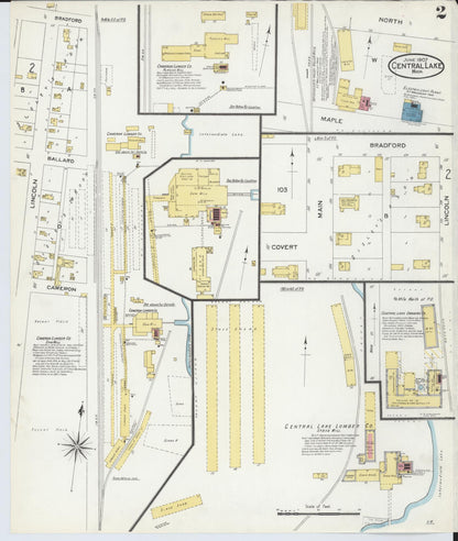 Sanborn Fire Insurance Map from Central Lake, Antrim County, Michigan (1907), Sheet #0002 - Complete Map Set gallery image, historic Sanborn map, vintage wall art, Michigan Michigan