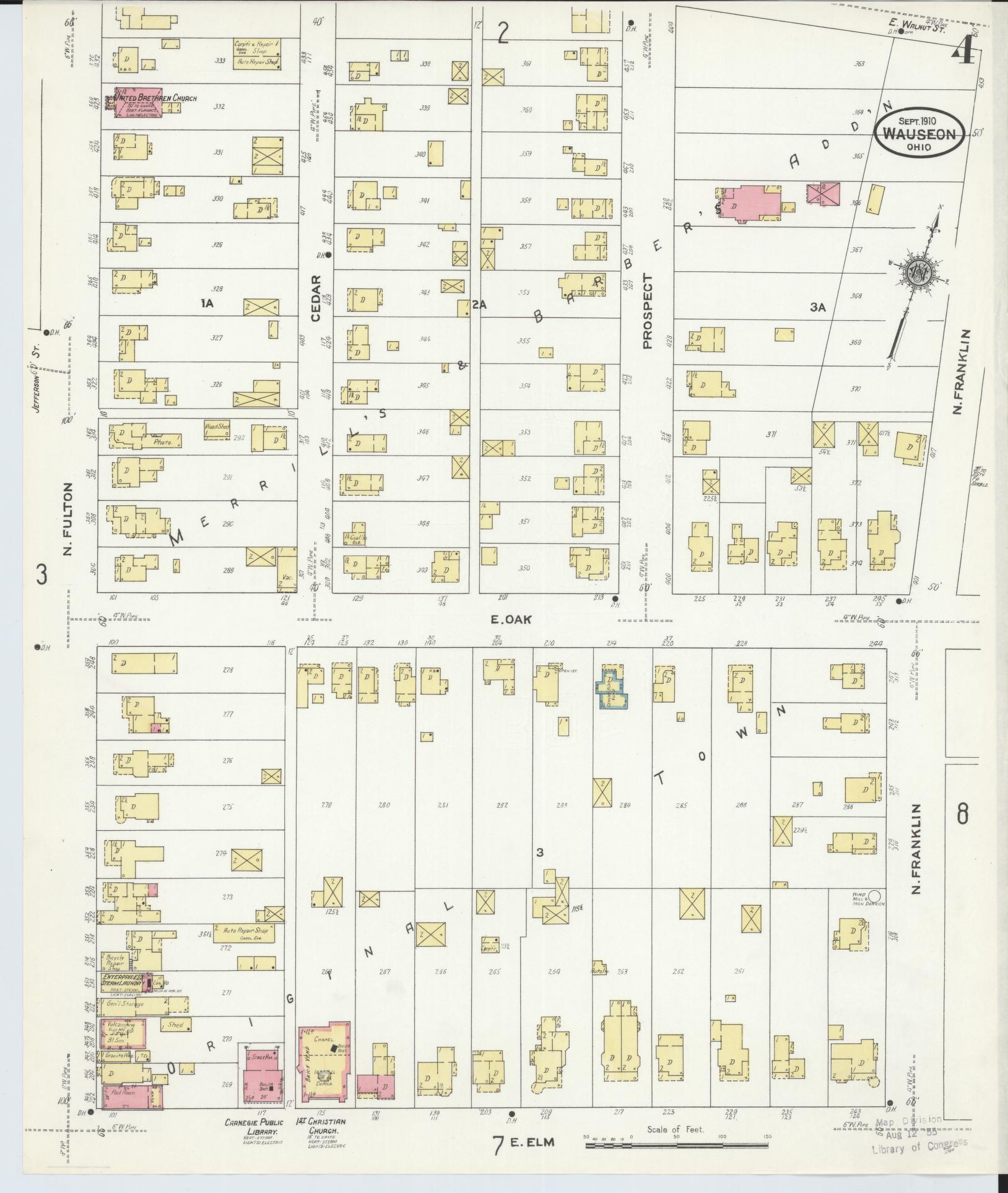 Sanborn Fire Insurance Map from Wauseon, Fulton County, Ohio (1910), Sheet #0004 - Complete Map Set gallery image, historic Sanborn map, vintage wall art, Ohio Ohio