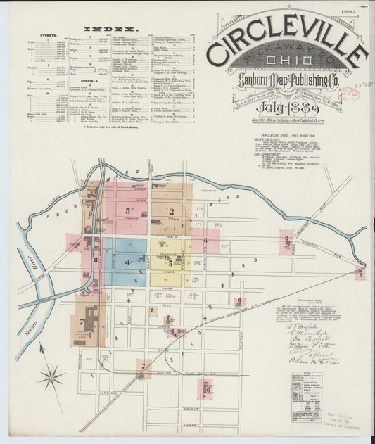 Sanborn Fire Insurance Map from Circleville, Pickaway County, Ohio (1889), Sheet #0001 - Historic Sanborn Fire Insurance Map Print, vintage old map wall art, antique decor, genealogy gift, Ohio Ohio map